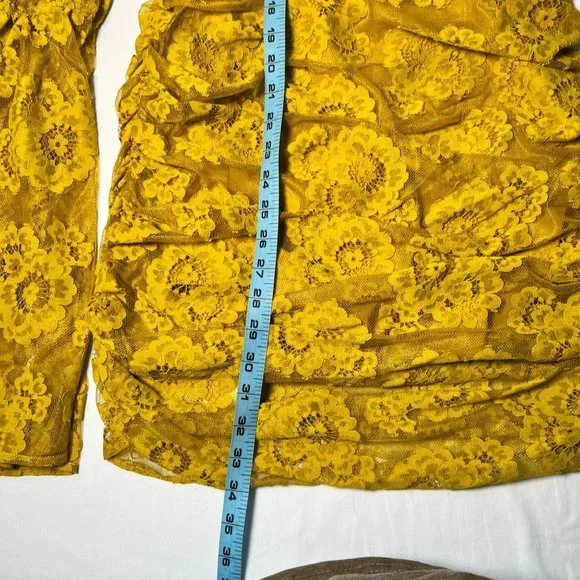 For Love And Lemons NWT Tiana one shoulder yellow lace mini dress - Picture 10 of 16